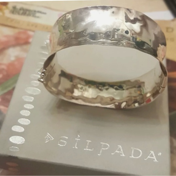 NEW Silpada Vintage Sterling Silver Sommelier Hammered Hinged.Bangle Bracelet - Picture 6 of 11